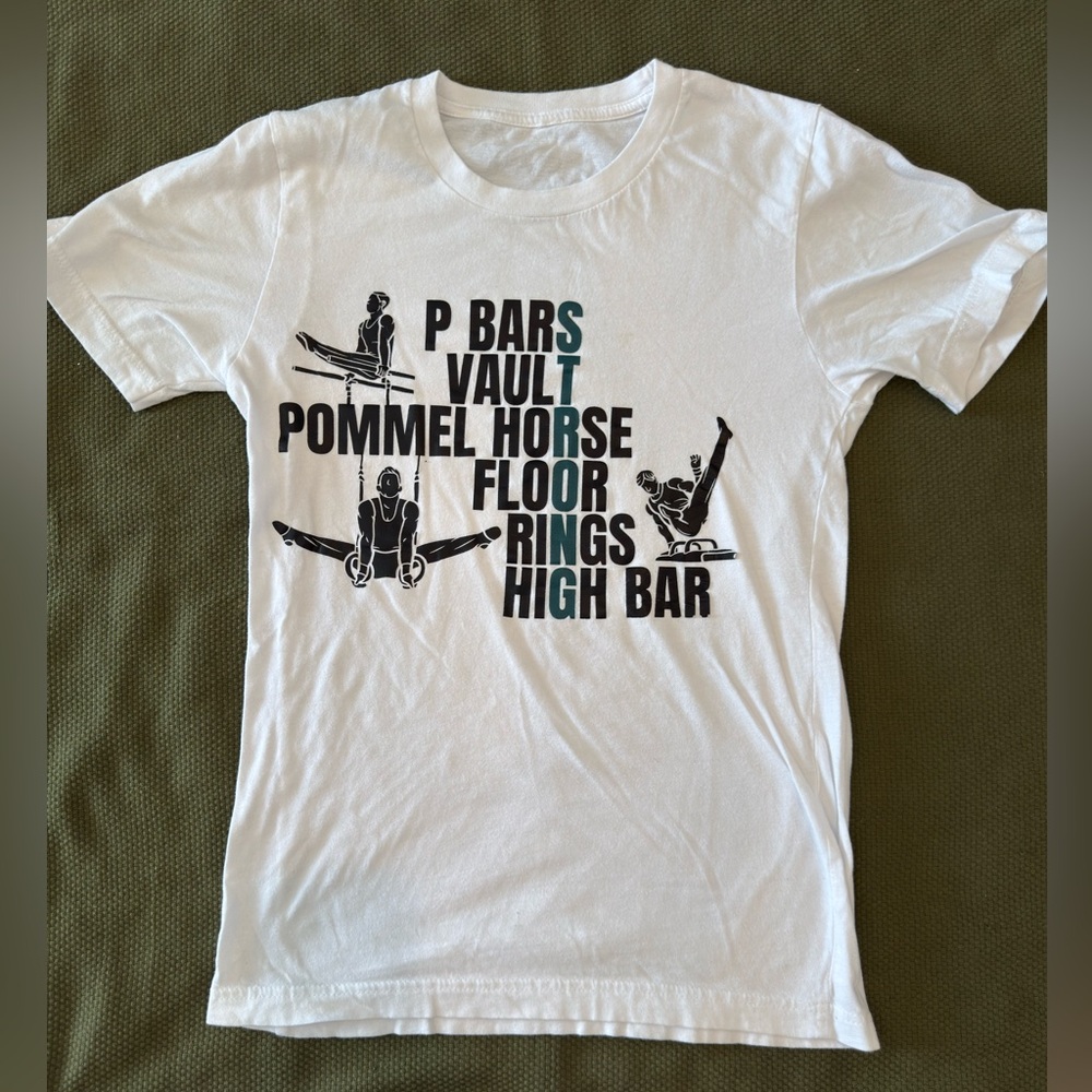 Boys White Men’s Gymnastics T-Shirt